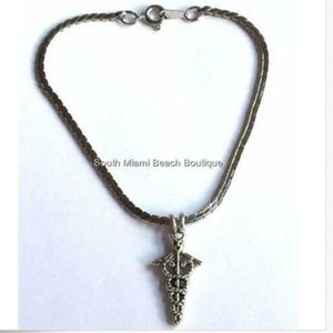 Silver Caduceus Charm Bracelet RN LPN MD Nursing